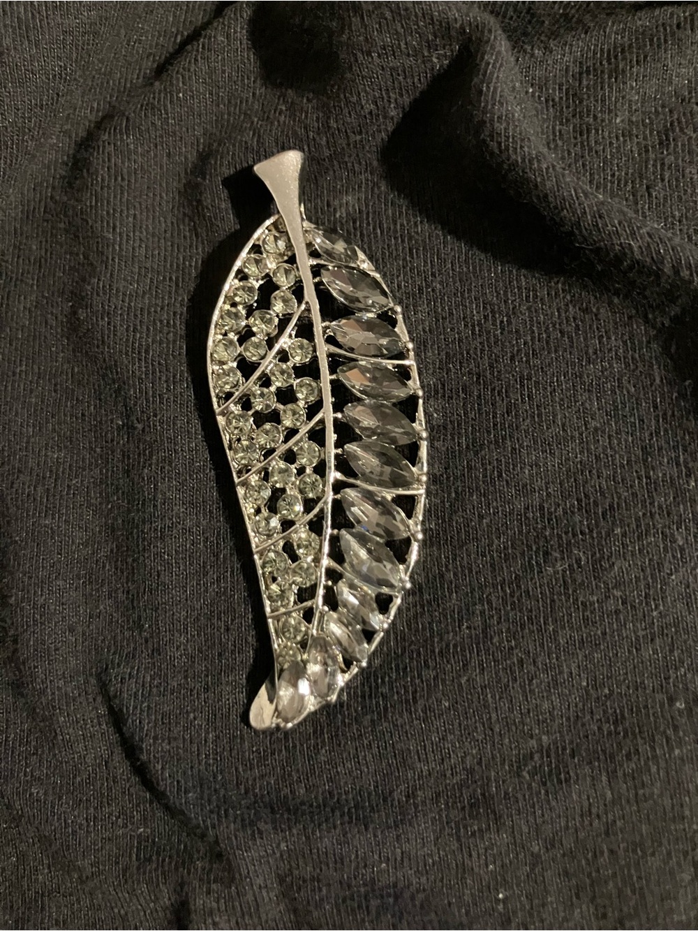 Silver Leaf Crystal Pendant Necklace - Women's Jewelry